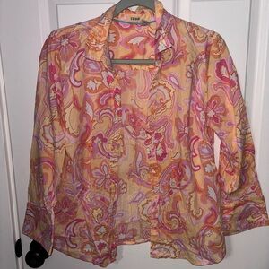 Izod Pink and Orange Paisley Blouse